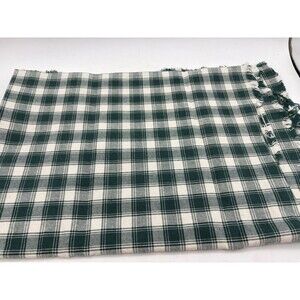 Green Ivory Plaid Woven Fabric 1 Yard Christmas Holiday Sewing Material